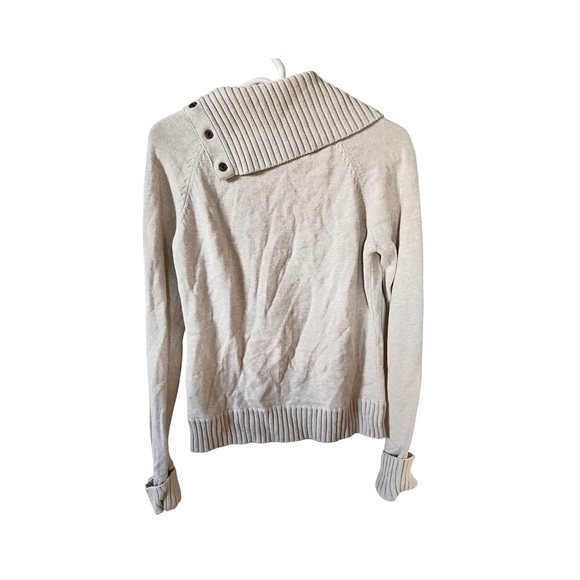 Esprit Vintage Beige 100%‎ Cotton Knit Chucky Silver Snap Grommets Turtleneck - Picture 2 of 8